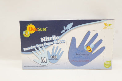 BeeSure BE1117 Nitrile Powder Free Exam Gloves- Box of 100
